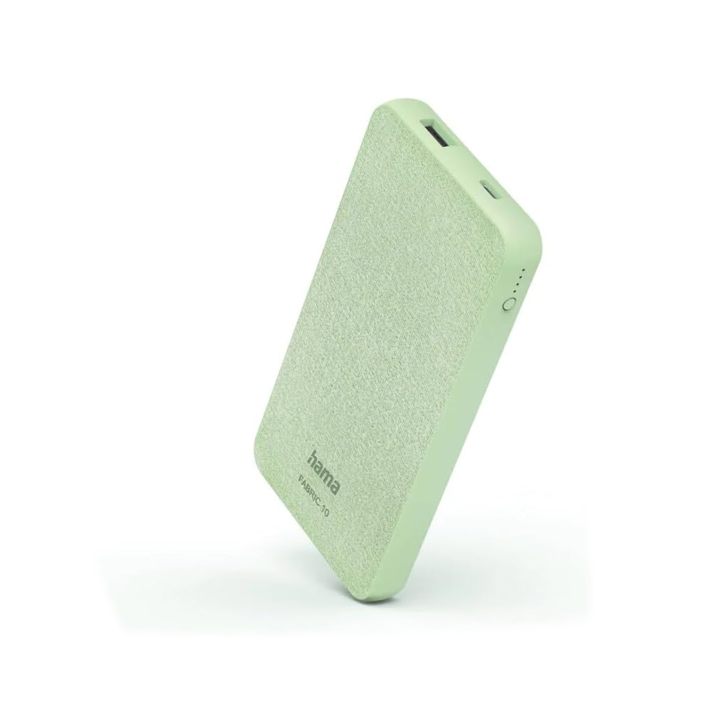Hama Fabric 10 Power Bank 10000mAh, USB-C Input, USB-A + USB-C Output - Grey